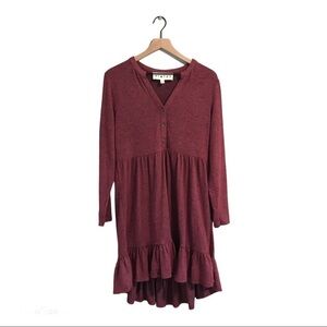 NWOT Hiatus Long Sleeve Ruffle Tiered HiLo Dress